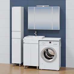 СанТа Мебель для ванной под стиральную машину Марс 110 L 2 двери белая – фотография-2